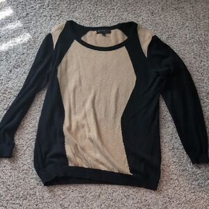 Eloquii Black and Tan Crew Neck Sweater
